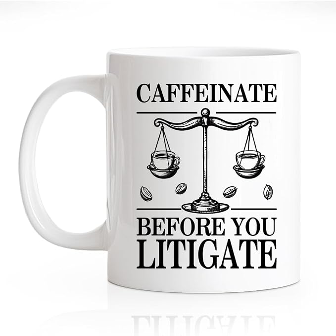 RZHV Caffeinate Before You Litigate 11 Oz Novelty Mug, Funny Coffee Bean by RZHV