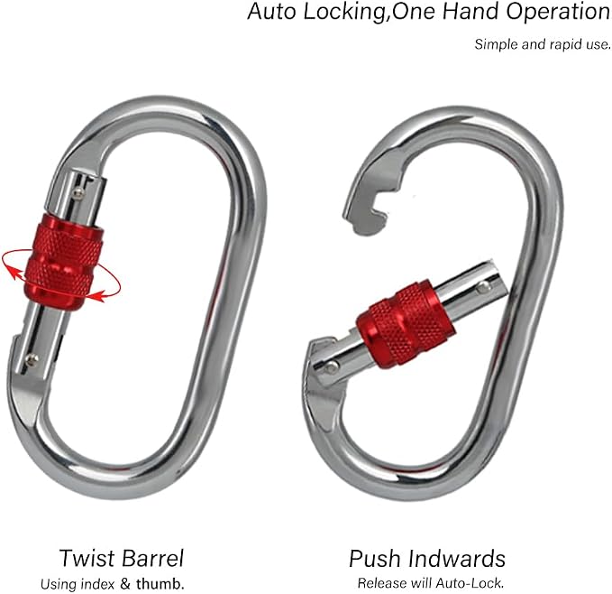 Heavy Duty Locking Climbing Carabiner Clip CE Rated 25 kN 5600 LB Rugged - Image 5