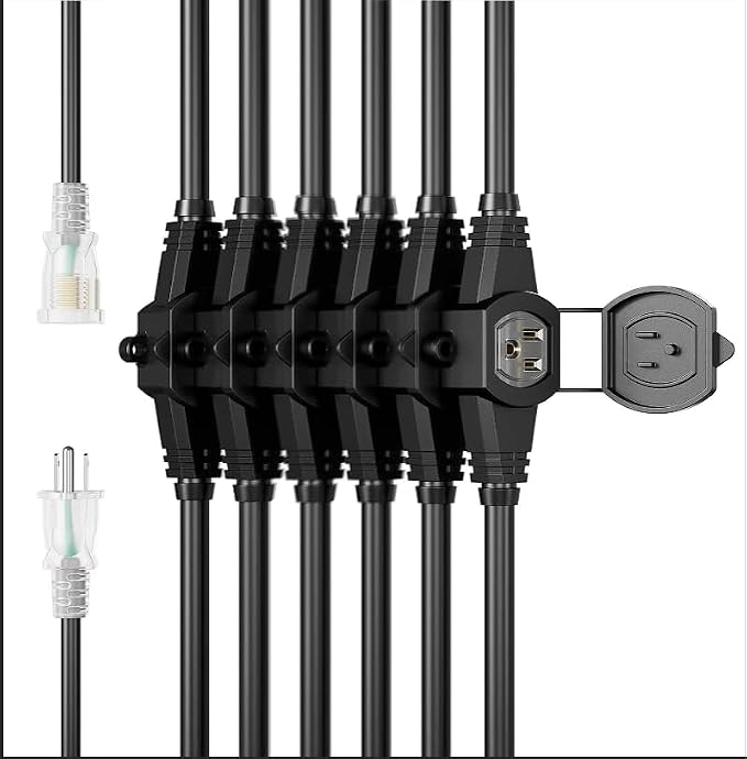 50FT 14 Gauge Heavy Duty Multi-Outlet Outdoor Extension Cord, 7 Evenly Spaced - Image 5