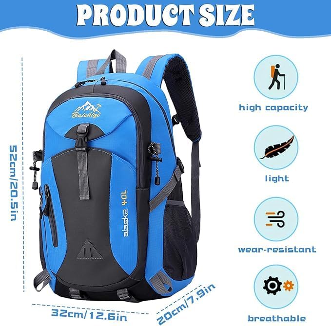 40L Hiking Backpack, Lightweight Daypack - Image 3
