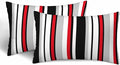 Vertical Lines Striped Pillow Covers 12 X 20 Black White Grey Red Watercolor by Unknown