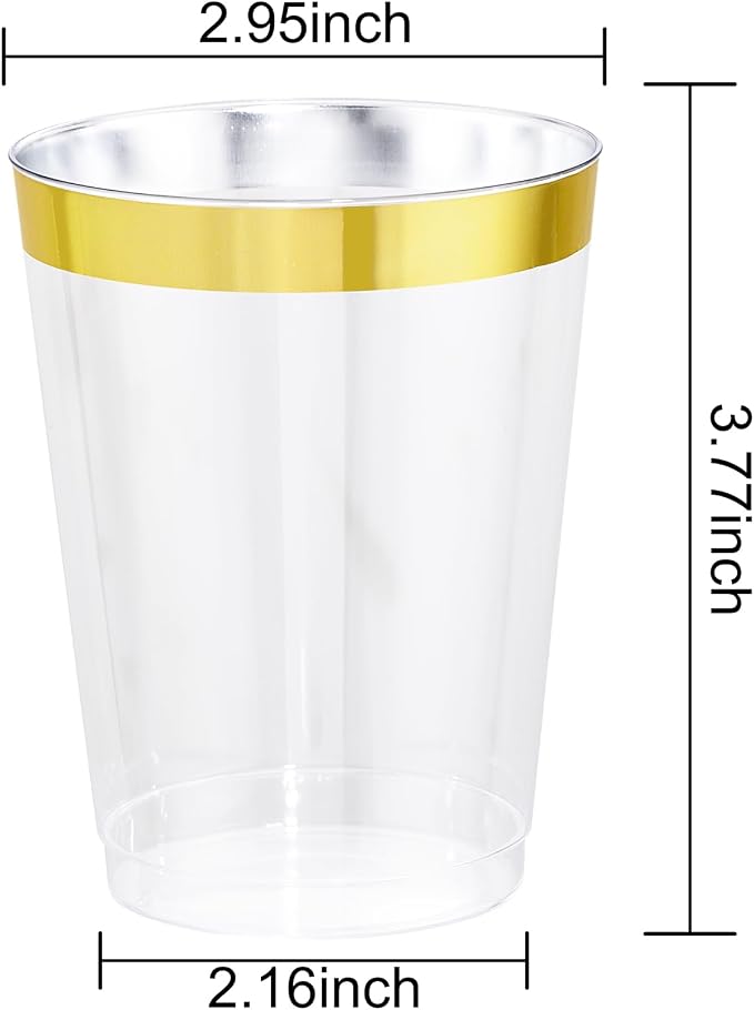 I00000 60PCS Gold Plastic Cups, 10 oz Clear Disposable Cups - Image 2