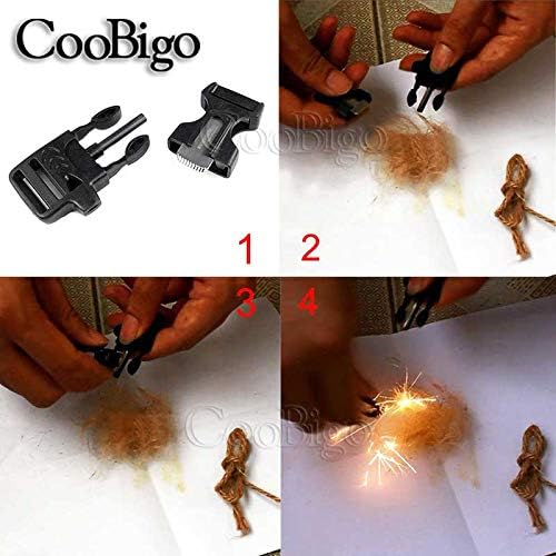CooBigo 10Pack 3/4" Fire Starter Survival Whistle Buckle Flint Scraper - Image 5