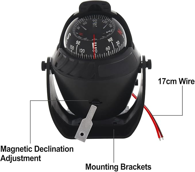 Marine Compass for Boat LED Light Navigation Pivoting Electronic Automotive - Image 2