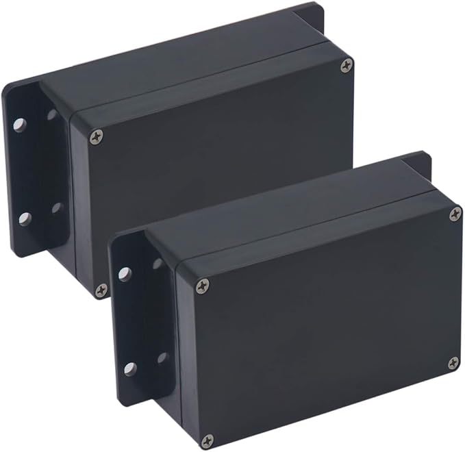 2 Pack Project Box IP65 Waterproof Junction Box ABS Plastic Black Electrical by Raculety