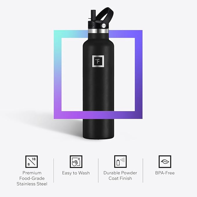 IRON °FLASK Camping & Hiking Hydration Flask - 24 oz Midnight Black - Image 4