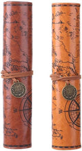 MAGICLULU Retro Treasure Map Roll up Pencil Case Leather Large Capacity Pencil by MAGICLULU