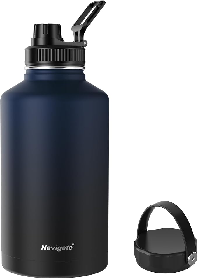 Navigate 64 oz Stainless Steel Insulated Water Bottle, Double Walled Leak Proof by Navigate