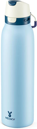 Meoky 24 oz Travel Water Bottle Insulated: Leak Proof Locking Lid, 2-in-1 Straw by MEOKY