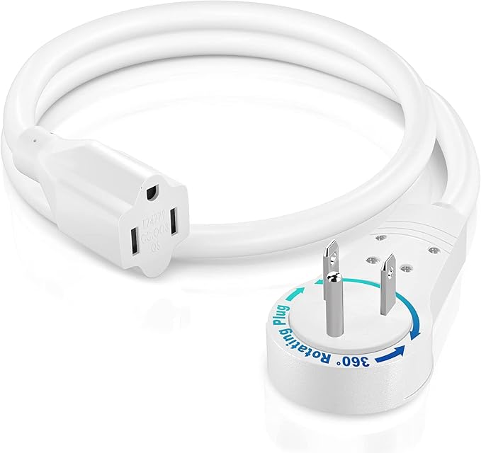 Maximm's 1 Foot White Flat Plug Extension Cord by MaximmCable