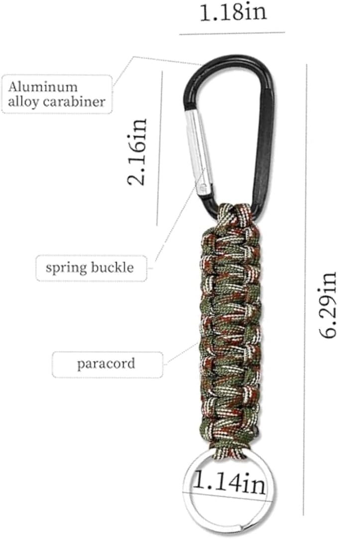 6 Pcs Paracord Keychains with Carabiner, Braided Lanyard Hook Clip - Image 2