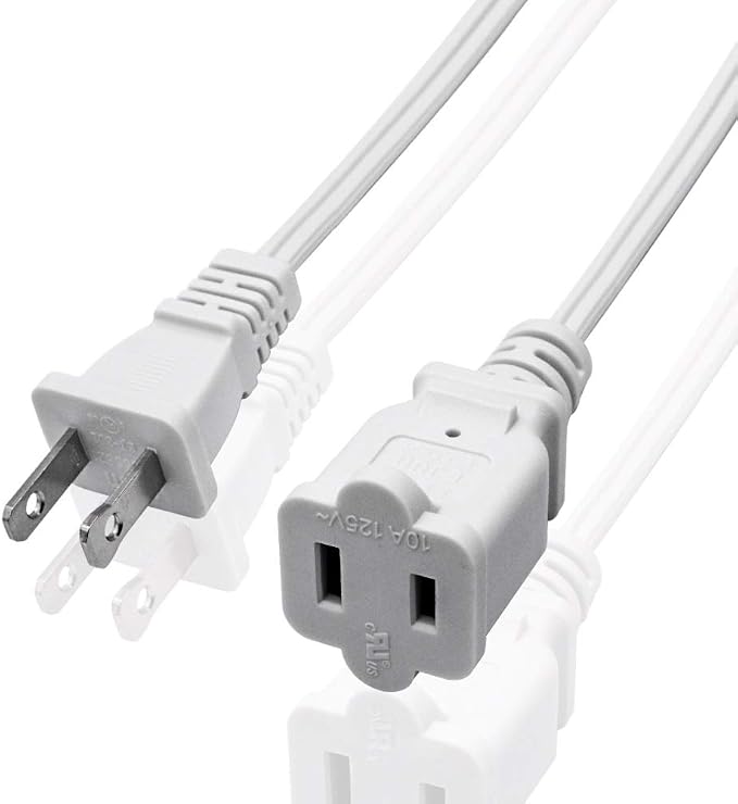 2-Pack Indoor Extension Cord 10FT, 2 Prong Extension Cords White, US - Image 4