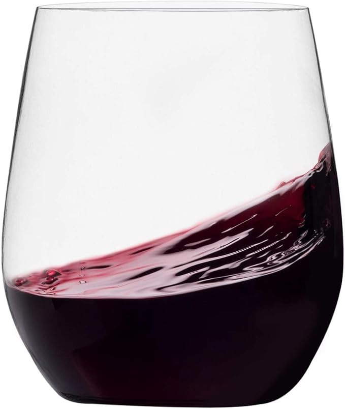 Munfix Disposable Plastic Wine Glasses, Stemless 12 oz Clear Shatterproof Cups by Munfix
