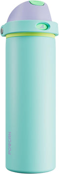 POWCAN 24 oz Insulated Water Bottle: 2-in-1 Push-Button Spout & Quick-Flip Straw by POWCAN