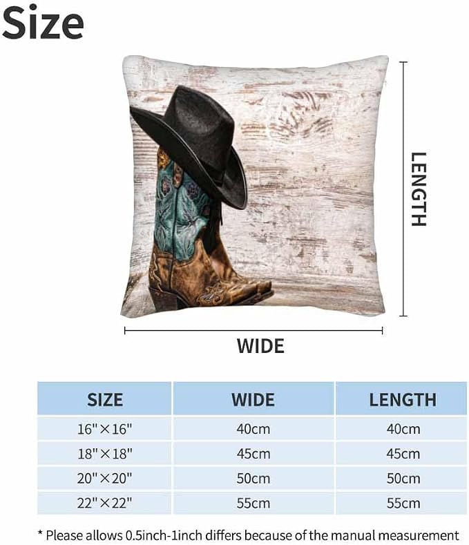 Western Cowboy Embroidered Boots Hat 18x18 Throw Pillow Covers Set of 2 - Image 6