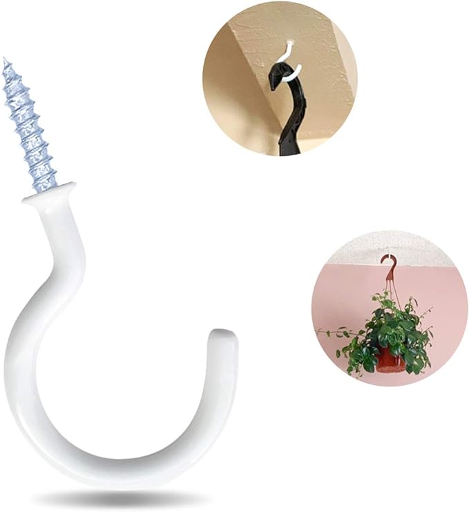 12 Pack Vinyl Coated Ceiling Hooks, Screw-in Mug Hooks - Image 7