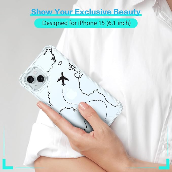 FANXI Minimalist Airplane Travel Map Phone Case Compatible - Image 7