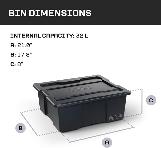 DECKED Payloader 32 L - 75 lb Bin / 200 lb Lid Load Rated - Image 2