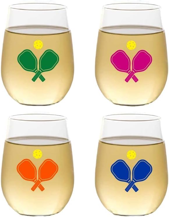 Set of 4 Shatterproof Designer 16 oz Plastic Wine Glasses MADE in the USA by Unknown