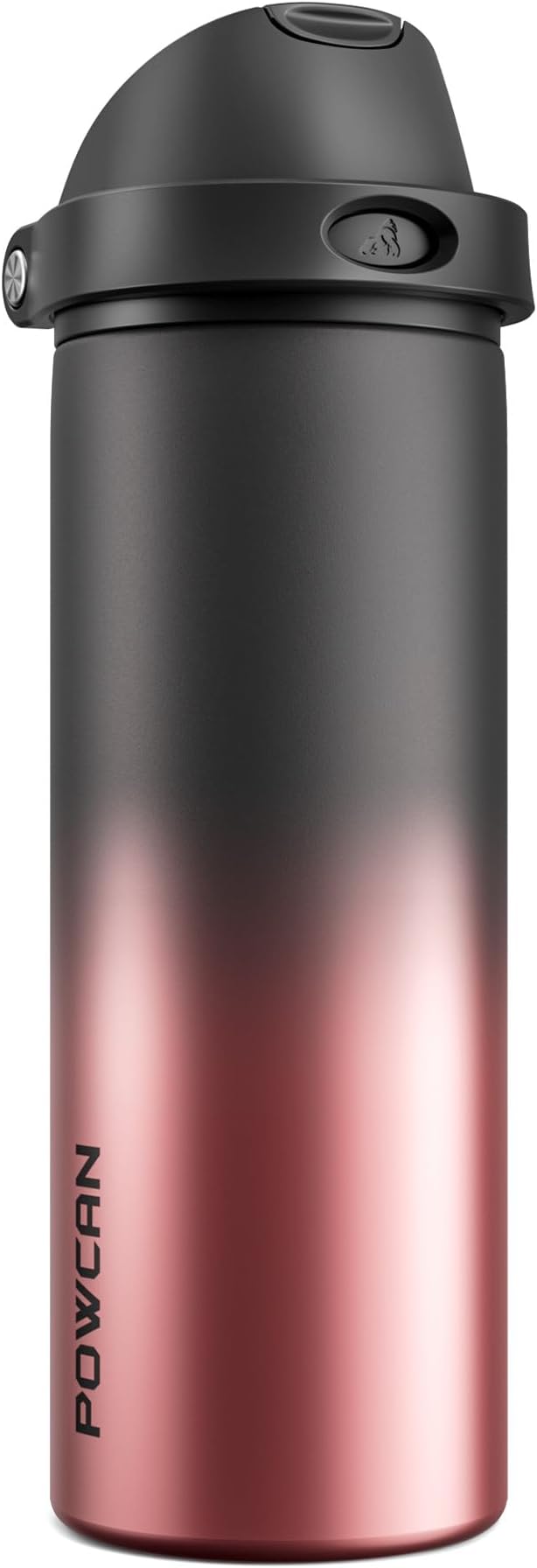 POWCAN 24 oz Stainless Steel Water Bottle: 2-in-1 Push-Button Spout & by POWCAN