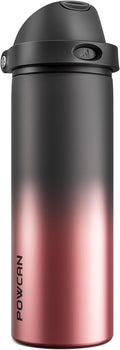 POWCAN 24 oz Stainless Steel Water Bottle: 2-in-1 Push-Button Spout & by POWCAN