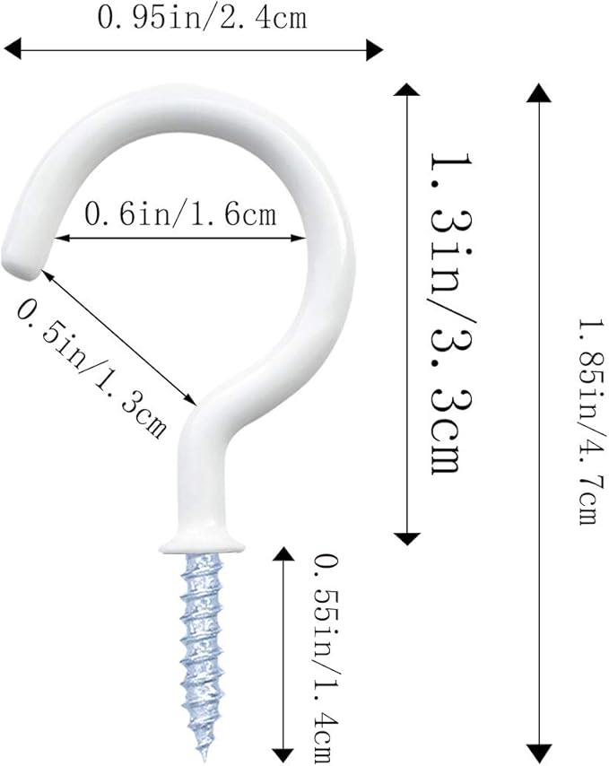 12 Pack Vinyl Coated Ceiling Hooks, Screw-in Mug Hooks - Image 3