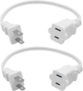 Short Extension Cord 1 FT, 2 Prong White, Mini Extension Cord US Male/Female by Yeatel