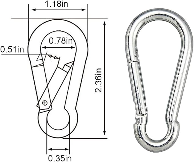 Carabiner Clip, Spring Snap Hook, Locking Carabiners Clips - Image 2