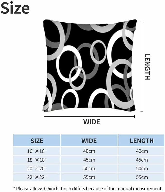 Abstract Geometric Circle 18 X 18 Pillow Covers Black White Decor Artwork Set - Image 6
