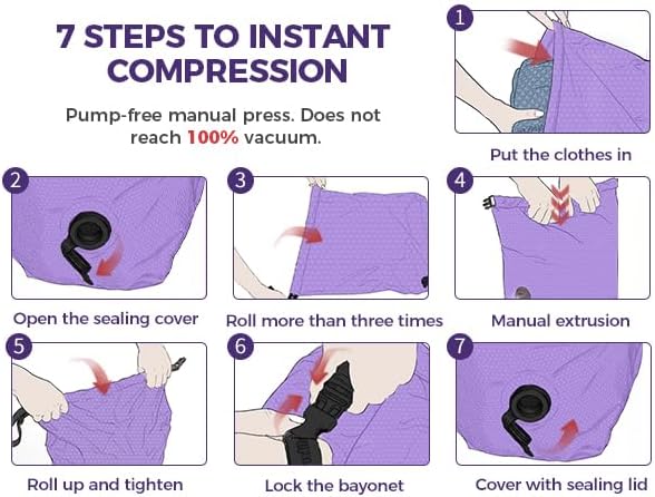Travel Laundry Bag, Pump Free Vacuum Storage Bag Reusable Compression Dirty - Image 4