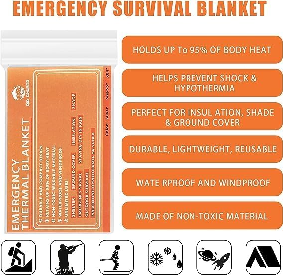 QIO CHUANG Emergency Mylar Thermal Blankets -Space Blanket Survival kit Camping - Image 4