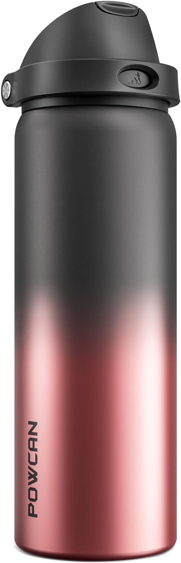 POWCAN 32 oz Stainless Steel Water Bottle: 2-in-1 Push-Button Spout & by POWCAN