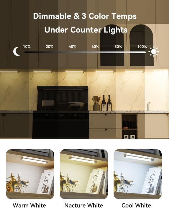 Rechargeable Under Cabinet Lighting 12 Inch 6-Pack, Motion Sensor Light Indoor - Image 4