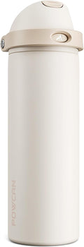 POWCAN 24 oz Insulated Water Bottle: 2-in-1 Push-Button Spout & Quick-Flip Straw by POWCAN