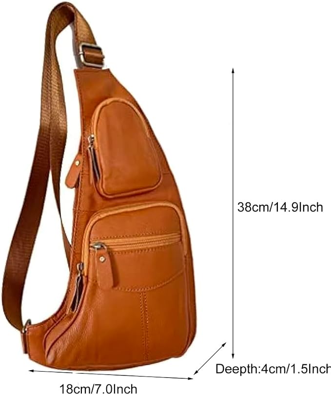Hebetag Small Leather Sling Bag Crossbody Backpack - Image 3