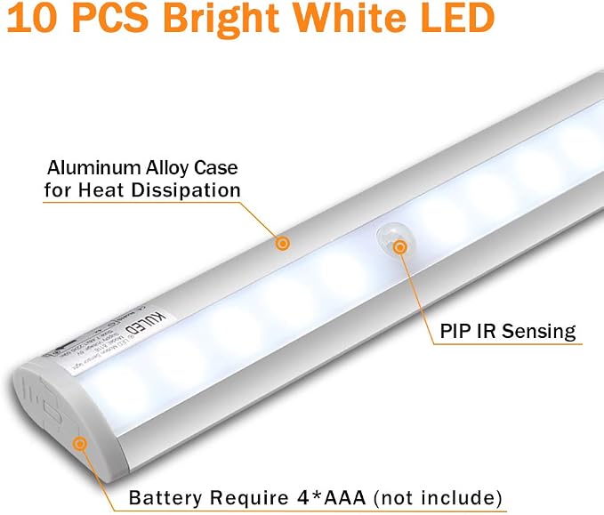 KULED 10-led Motion Auto Sensing LED Light, Battery Powered DIY Stick-on Under - Image 2