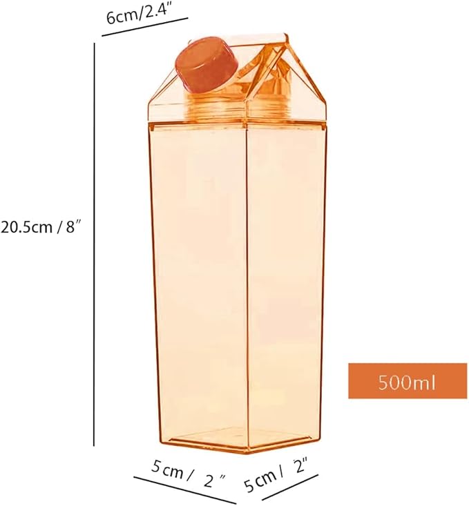 Jinberry 500ml/17Oz Cute Leakproof Milk Carton Water Bottle Portable Drinkware - Image 2