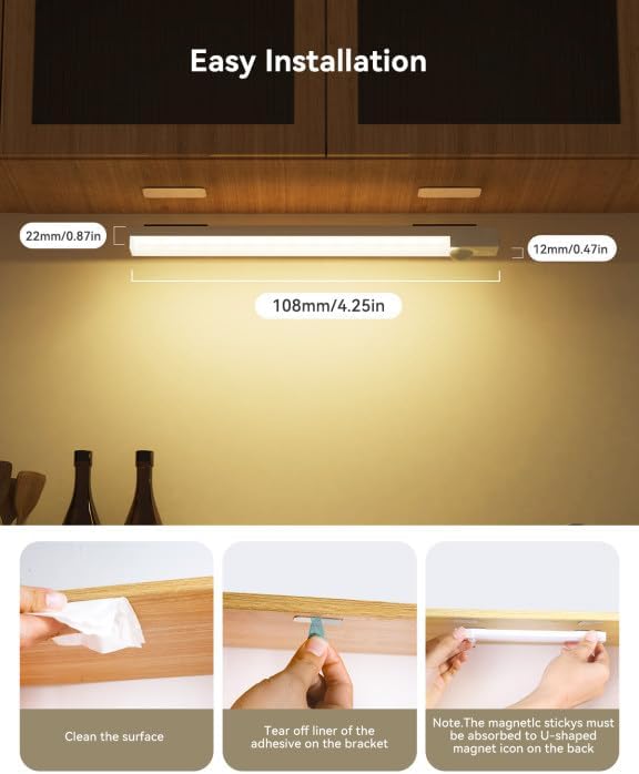 Under Cabinet Lights 4-Inch 12-Pack, USB Rechargeable Motion Sensor Light - Image 4