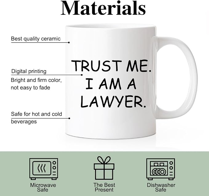 RZHV Trust Me I Am A Lawyer 11 Oz White Novelty Mug, Funny Lawyer Coffee - Image 3