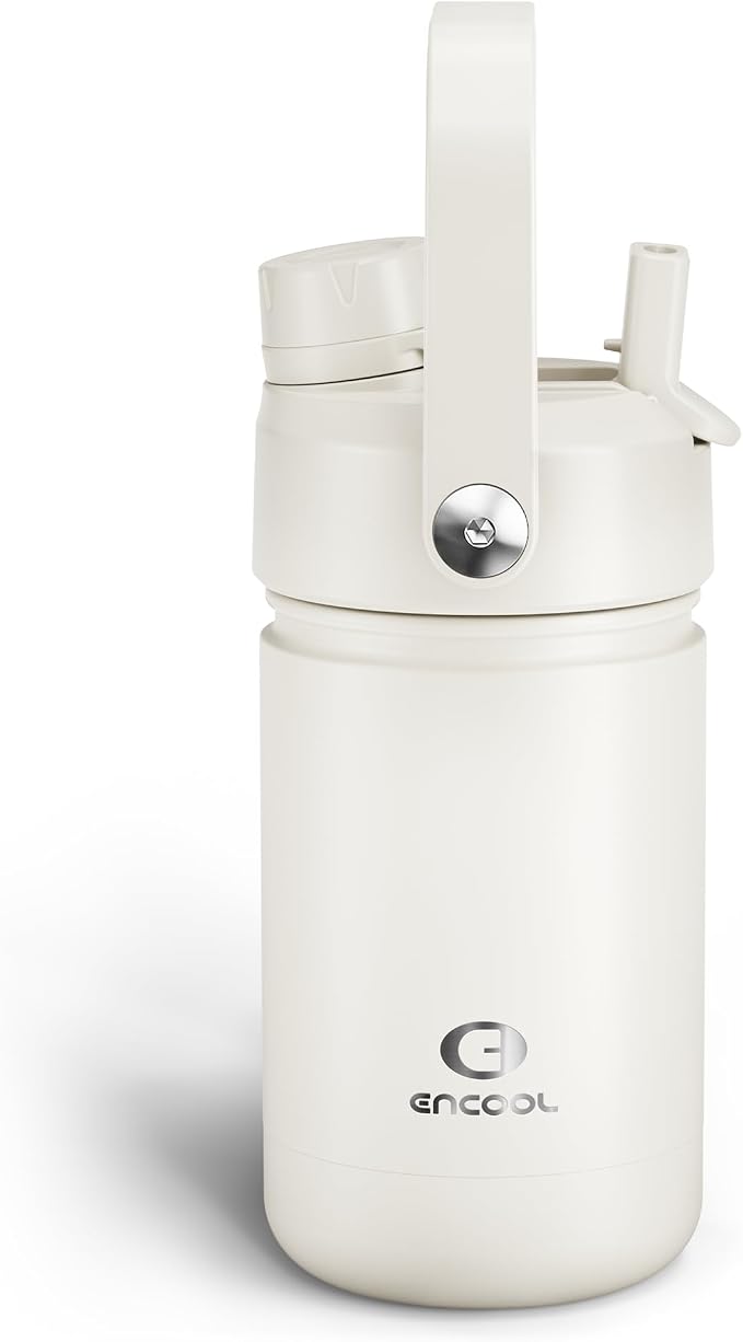 Kids Insulated Water Bottle - 12oz Stainless Steel Water Bottle with Dual Spouts by ENCOOL