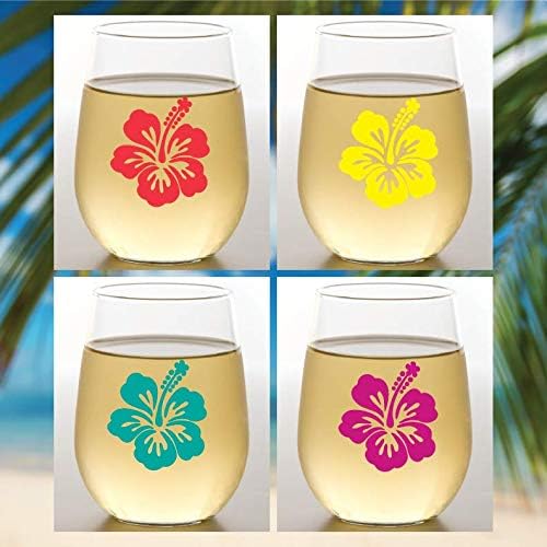 Wine-Oh! Set of 4 Shatterproof Designer 16 oz Plastic Wine Glasses MADE in the by Unknown
