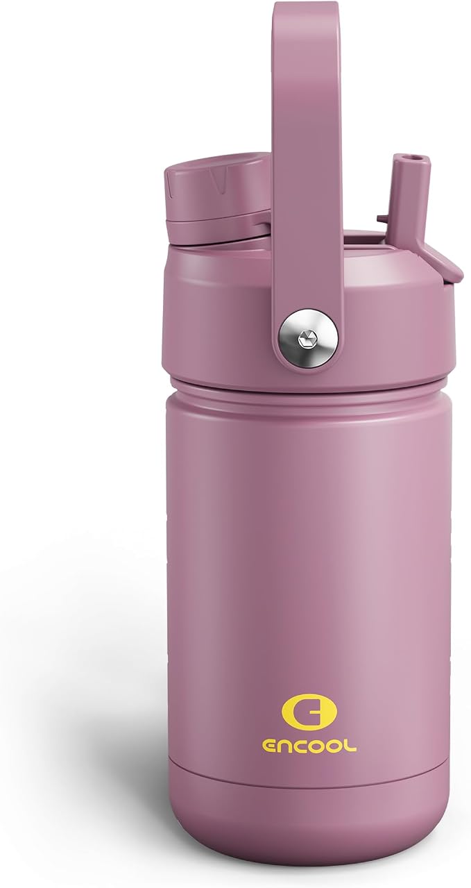 Kids Insulated Water Bottle - 12oz Stainless Steel Water Bottle with Dual Spouts by ENCOOL