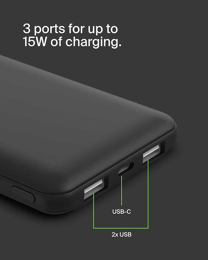Belkin Portable Charger - 15W 3 Port Power Bank Battery Pack - Fast Charging - Image 9