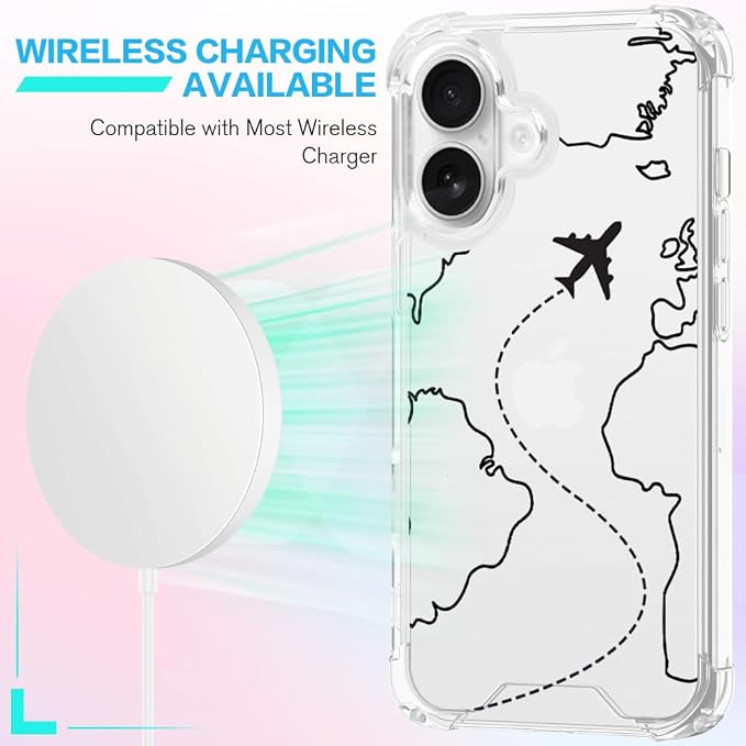 FANXI Minimalist Airplane Travel Map Phone Case Compatible - Image 3