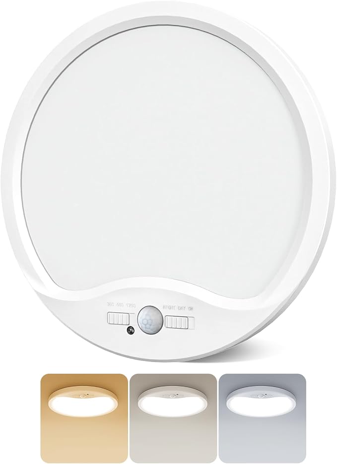 zemty 12inch Motion Sensor Ceiling Lights Wired, 24W 2400lm 3CCT/3 Mode/30-120s by ZemtyCeilinglight