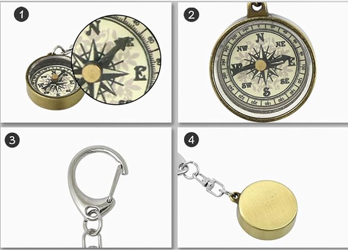 Mini Compass Keyring, Handheld Compass - Image 6