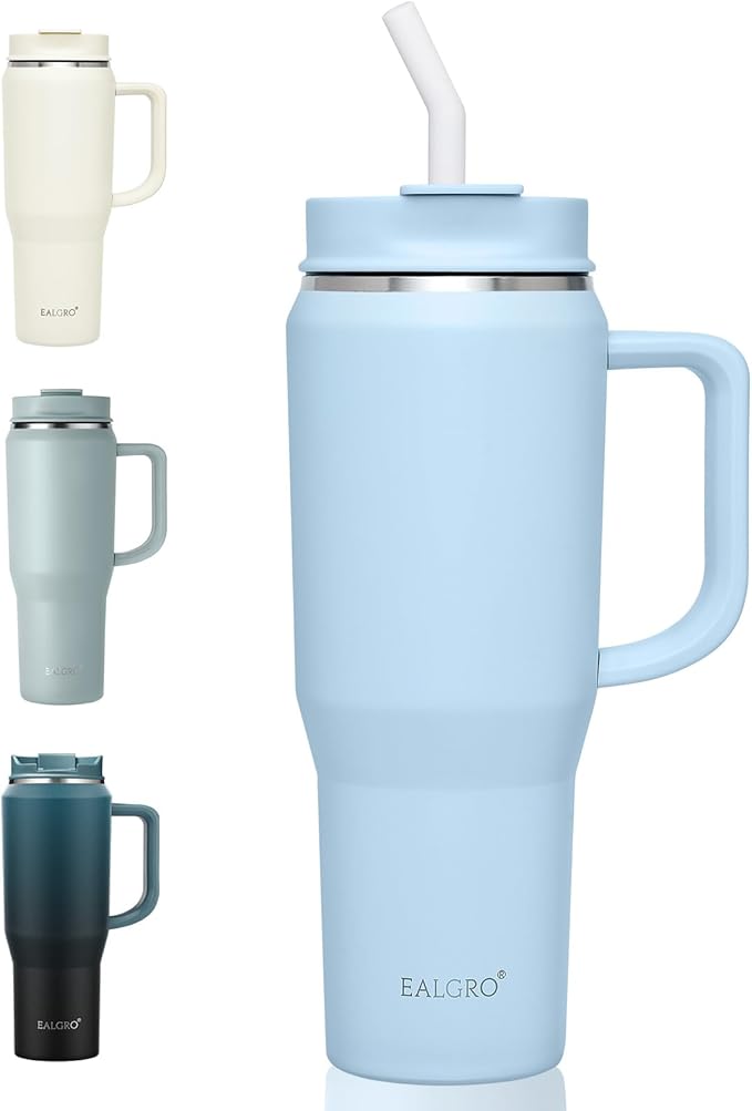 EALGRO 40 oz Tumbler with Handle, Insulated Tumblers with Lid and Straw by EALGRO