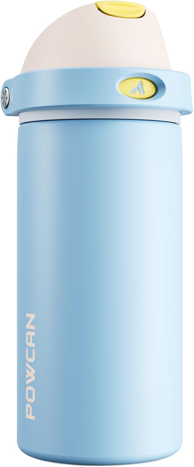 POWCAN 18 oz Metal Water Bottle: 2-in-1 Push-Button Spout & Quick-Flip Straw by POWCAN
