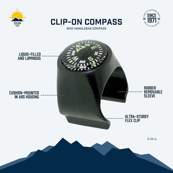 Sun Company Clip-On Compass for Bikes | Handlebar Compass for Bicycle, - Image 7