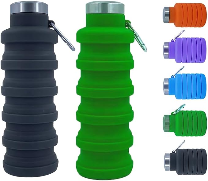Collapsible Water Bottles，17oz Large capacity Silicone Water Bottle by Ummigi